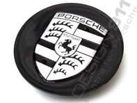 Wheel Cap "Large Crest" Black with silver crest for Porsche